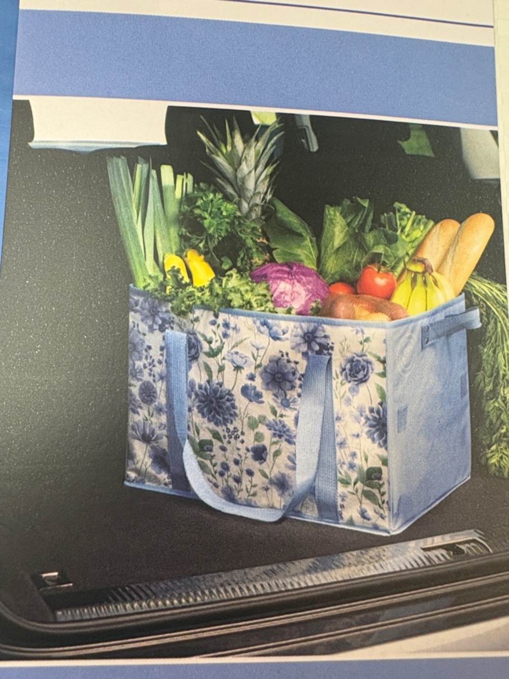 Collapsible Box Tote - Blue and Yellow Trim - Picture 11 of 16